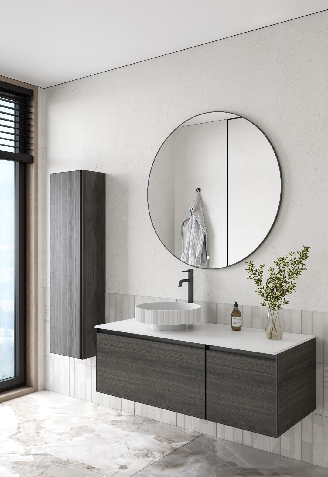 Тумба с раковиной 120 см ArmadiArt Quatro 790-M2-120-OA-A/792-120-W/801-R-MW