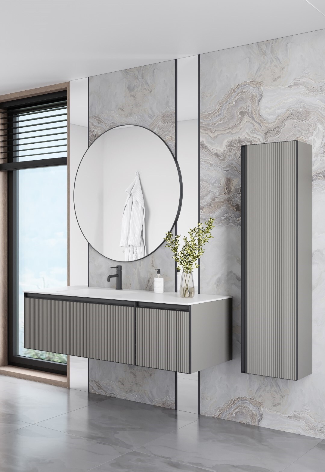 Тумба под раковину 140 см ArmadiArt Quatro 2 790-M2-140-L-RIB-A